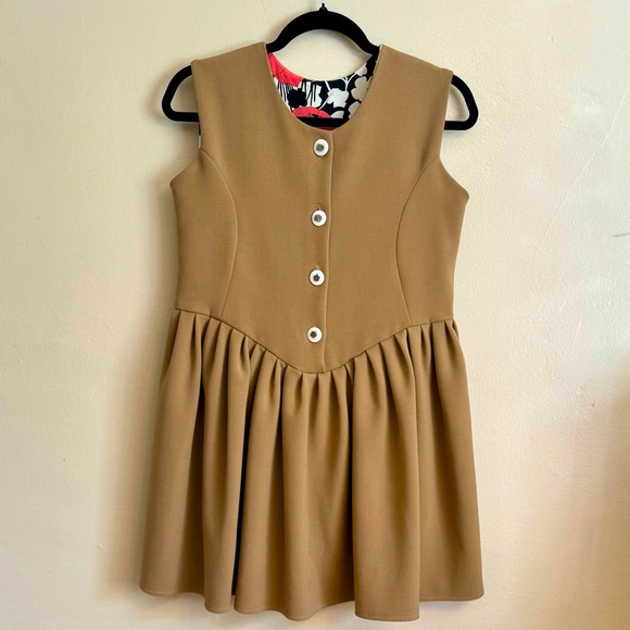 Doucette Duvall Sleeveless Mini Dress w/ White Buttons Down Back & Pockets (EUC) - Picture 2 of 12